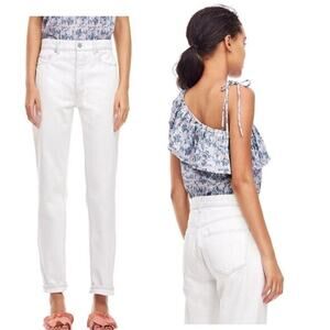 La Vie Rebecca Taylor Beatrice Size 27 White Boyfriend Jeans Relaxed